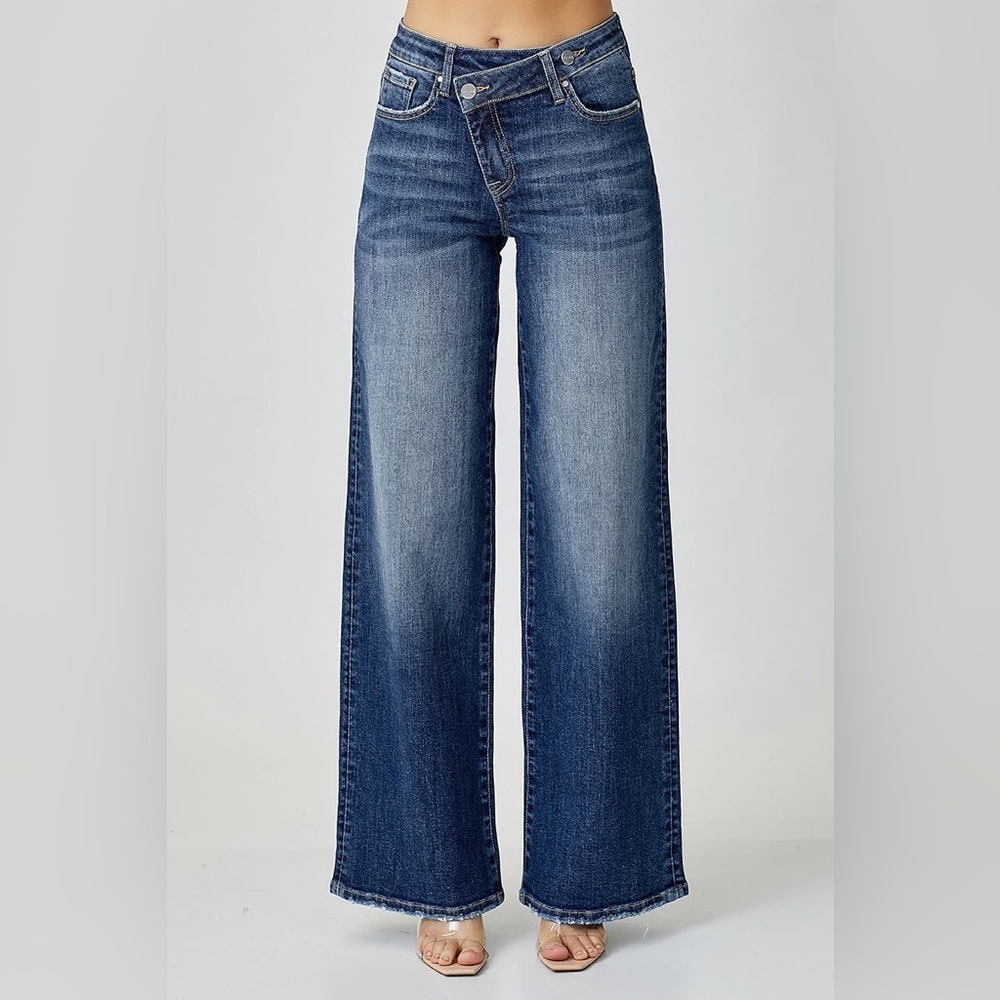 Risen Crossover Mid Rise X-Over Wide Leg Jeans 5281 S… - Gem